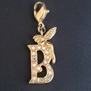 Kirks Folly Letter B Initial Gold Tone Crystal & Fairy Pendant Charm‎ Playful